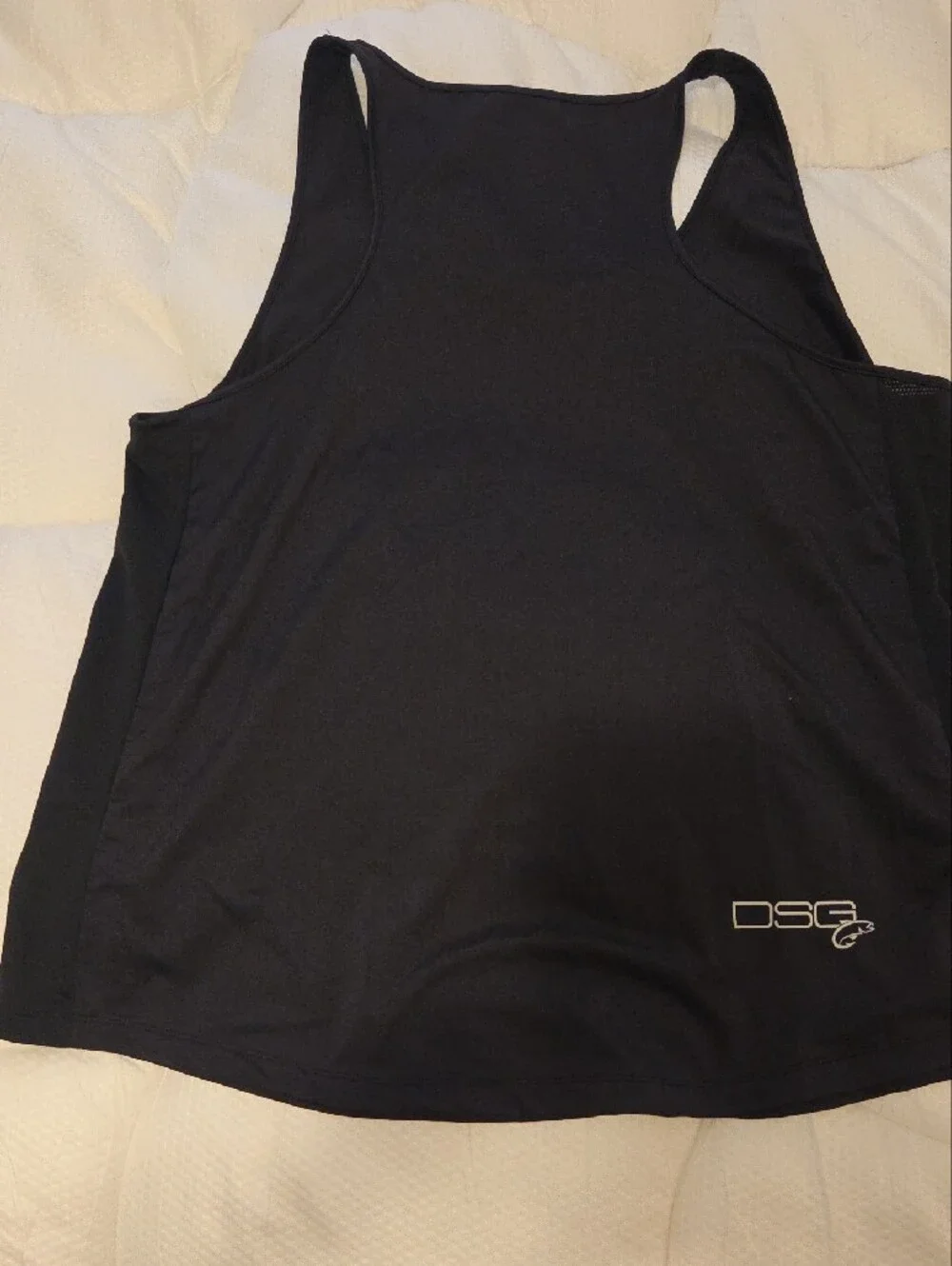DSG Men’s Navy Blue Racerback Swim Tank with White Logo